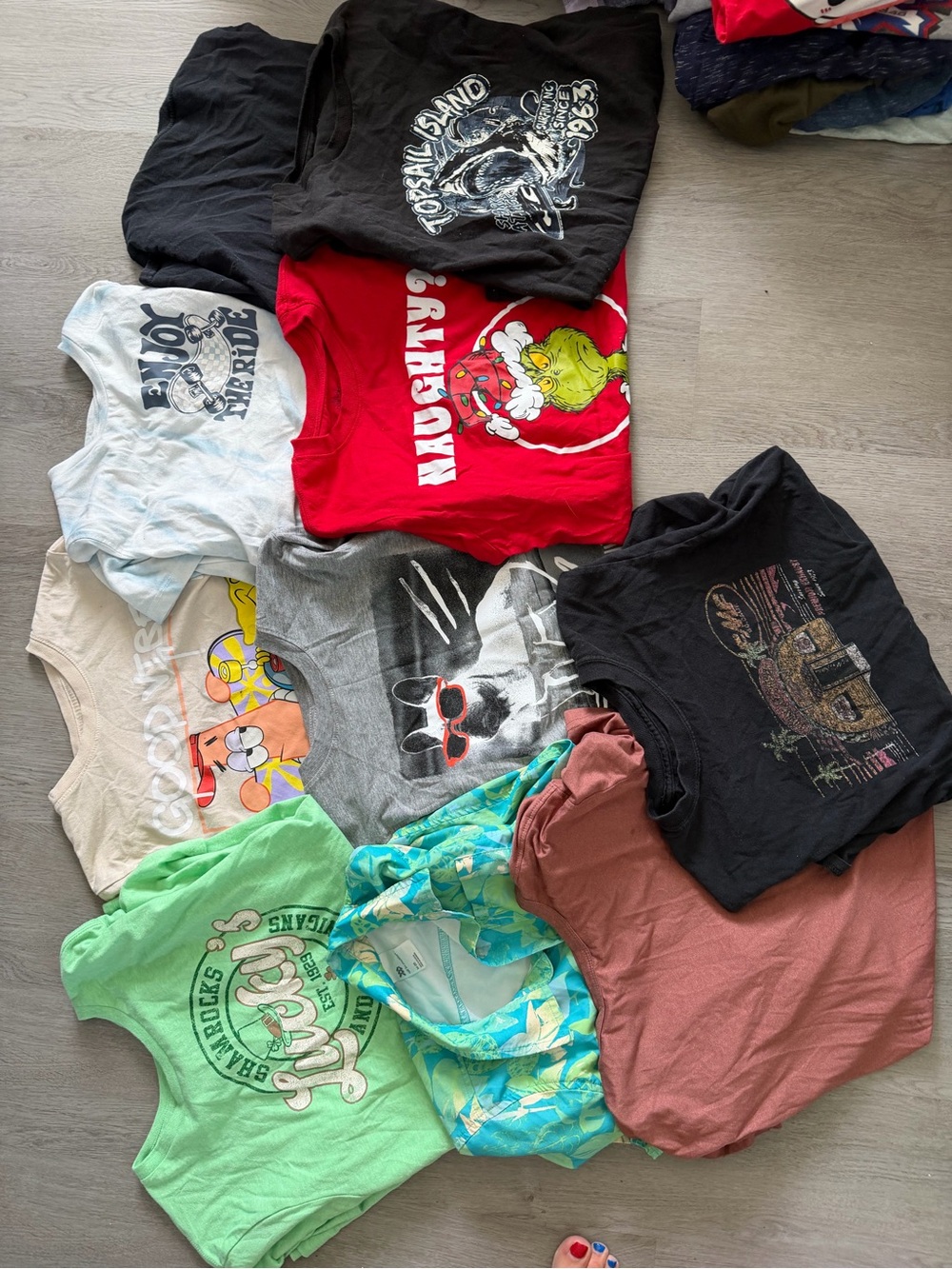 Assorted Kids Graphic Tees - Black, Red, Gray, Green, Pink, Cream, Blue